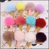 Clés du cône de crème glacée Pompom 5cm artificiel faux lapin fur clés pour sac à main les clés de pochette de bouffée élégante