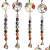 Party Favor Ups Natural Crystal Stone Pendant Handwoven Gravel Tree of Life Car Interior Decoration Accessories Drop Delivery Home G DHDAV