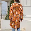 Women's Trench Coats Spooky Halloween Thick Funny Ghost Print Long Warm Winter Coat Pattern Elegant Hooded Jackets Large Size 5XL 6XL