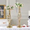 Party Decoration Golden Candle Holders Wedding Table Centerpiece Pillar Flower Vase Rack Stand Floral Bouquet For Home Birthday Supplies