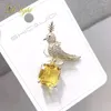 Broches desenho animado retro amarelo cristal zircão pássaro animal broche masculino feminino mai jóia de jóias banquet banquet acessório diário bela presente