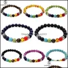 Perlenstränge 8 mm Naturstein 7 Chakra Armbänder Armreifen für Frauen Männer Yoga Nce Perlen Buddha Gebet elastisches Armband Valentinstag Dhnuh