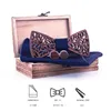 Bow Ties Sitonjwly Handmade Vintage Wooden Pocket Square Cufflinks Set For Mens Wood Bowties Cravate Homme Noeud PapillonBow