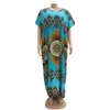 Etnik Giyim 2023 Varış Afrika Giysileri Kadın Moda O Neck Batwing Kollu Külot Vestidos Müslüman Maxi Elbise Modern Eşarp