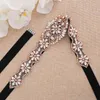 Bröllopssashes handpärlade brudbältet Sash Rhinestones Rose Gold Crystal för klänningar Zzy189rg