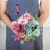 Decorative Flowers & Wreaths 6 Heads Silk European Peony Flower Artificial For Decoration Bouquet Flores Wedding Valentine's Day Party Home