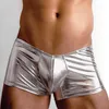 Caleçon Sexy Boxer Hommes Sous-Vêtements U Convexe Grand Pénis Poche Conception Wonderjock PU Cuir Boxershorts Gay