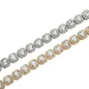 Chains Mens Iced Out 12mm Square Diamond Necklaces Hip Hop Bling Women Trendy Miami Cuban Curb Link Chain Bracelet Fashion Gold Silver Hipster Punk Jewelry 16-24inch