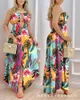 Casual Dresses Floral Print Maxi Dress Women Summer 2023 Fashion Contrast Lace Split Hem Party Long Dressescasual