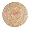 Bordmattor marknadsföring! 4 Pack Woven Placemats Round Corn Husk Placemat Rattan Tablemats For Tea Coffee Heat Isolation Pads 9.8 tum