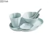 Pratos chineses de utensílios de mesa de cerâmica em cerâmica de cinco peças/prato/tempero prato/prato/colher criatividade de louça de cozinha em casa conjunto de café da manhã prato
