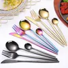 Dinware sets 24 stks gouden set roestvrijstalen tafelwerk mes mes vork lepel flatware vaatwasser veilig bestek cadeau