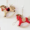 Juldekorationer mini trojan hänge dekoration trähäst säckväv