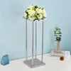 Party Decoration Rectangular Bright Silver Wedding Flower Stand Geometric Centerpiece Vases Home