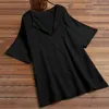 Women's Blouses Comfy Chic Three Quarter Sleeve Thin Casual Shirt Pullover Top Sturdy Sewn Female Clothing