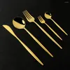 Set di stoviglie set di posate in acciaio inossidabile set da cucina da 30pcs nwe oro gocce cucchiaio coltello da coltello da tavolo da tavolo da tavolo da tavolo