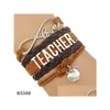 Charm Armband Infinity Love to Teach Gift to Teachers Garten Science Special Behov Lärarassistentläder Kvinnor Drop Delivery J DHMPV