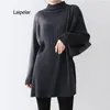 Casual Dresses Cashmere Autumn/Winter High Neck tjock överdimensionerad tröja Pullover Kvinnor Långa ärmar