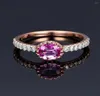 Pierścionki ślubne luksusowy znakomity różowy owalny cyrkon panie pierścień dziewczęta palec wskazujący biżuteria balowa