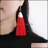 Dangle Chandelier Vintage Bohemia Rope Tassel Alloy Fish Mouth Ethnic Pattern Long Drop Earring For Women Ear Rings Jewelry Gift D Ot7A4