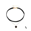 Sautoirs Coréen Velet Sexy Court Collier Ras Du Cou Pour Les Femmes Noir Twolayer Amour Pendentif Colliers Clavicule Chaîne De Mode Bijoux Cadeau Otsr1