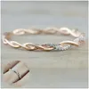 Wedding Rings Rose Gold Color Zircon Twist Geometric Ring Fashion Lady Luxury Party Gift Drop Delivery Jewelry Dh2Ub