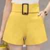 Damskie spodenki Korea Women Lady Casual High Talies Great Neth Yellow Beige Black Sash Woman Womans Fashion xxl