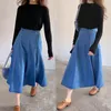 Skirts Plus Size For Women 4xl 5xl 6xl Spring Casual High Waist Pleated Denim Teen Girls Swing Jeans Skirt Midi