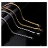 Ketten 57mm Edelstahl Twisted Rope Goldkette Halsketten für Männer Frauen Hip Hop Titan Dickes Halsband Mode Party Schmuck Geschenk Otw4H