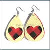 Other Pu Leather Earrings Teardrop Hollow Love Heart Shaped Dangle Earring For Women Girls Fashion Jewelry Valentines Day Gift U43Fa Dhace