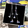 Dangle Chandelier Luxury Tra Flash Butterfly Zircon Tassel Earrings Classic Lady Long Fringe Crystal Jewelry For Women Gift Drop De Dht57