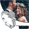 Anillos de boda de alta calidad de acción de gracias ediciones limitadas exquisito anillo hueco mujeres accesorios de joyería de compromiso Cnt Drop Delivery Dh89X