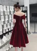 Ethnic Clothing Elegant Burgundy Evening Dress Cheongsam One Shoulder Short Sleeve Velour A-line Prom Fomail Gown Vestidos De Noche