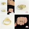 Cluster Rings Aide Ring 925 Sterling Sier Anillos Gold Sunlight for Women Gift Luxury Fine Jewelry Wedding Zircon Bague Drop Delivery DHWR0