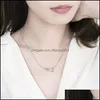 Pendant Necklaces Summer Love 925 Sterling Sliver Ecg Charm For Women Shiny Crystal Jewelry On The Neck Gold Chain Colar Feminin Dro Dhj5O