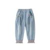 Jeans d'automne pour petites filles, pantalons à fleurs, taille élastique, loisirs, crayon en Denim, vêtements pour enfants de 1 à 5 ans