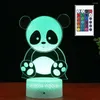 Luci notturne a led 3d a led colorato panda animale touch lampada per bambini cartone animato per regalo di compleanno