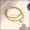 Pendant Necklaces Vintage Mtilayer Chain Necklace Womens Torques Large Coin Jewelry Accessories Drop Delivery Pendants Dh6Et