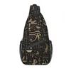 Sırt çantası gündelik altın sfenks kafası Mısır hiyeroglifleri ile crossbody sling erkekler omuz göğüs çantaları kamp bisikleti için