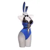 Anime Costumes Genshin Impact Yelan Cosplay Bunny Girl Sexig Jumpsuit Halloween för kvinnor