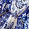 Maxi Dress Women Batwing Sleeve Blue and White Porcelain Printing Bohemian Vacation Fashion Designer Summer Dresses Faldas 2023