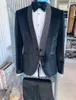 Brandneuer schwarzer Samt-Bräutigam-Smoking mit Schalkragen für Herren, Hochzeit, Smoking, modische Herren-Jacke, Blazer, Herren-Abschlussball, Abendessen/Darty-Anzug, Jacke, Hose, Krawatte