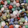 Artes y manualidades Piedra natural 15X10Mm Adornos de corazón Chakra Reiki Curación Cuarzo Mineral Piedras preciosas caídas Mano Decoración del hogar Gota Del Dhuoi