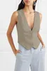 Women's Vests Women's Vest Sleeveless Jacket V Neck Single Breasted Slim Fit Casual Office