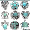 Arts et artisanat en métal turquoise forme bouton-pression fermoirs résultats de bijoux 18mm boutons-pression boutons bricolage boucles d'oreilles collier bracelet bijoux Dhjfa