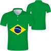 Мужская половая рубашка Polos Brazil Polo бесплатно пользовательские название Bra Country Portugal Br Флаг португальский принт po brasil federativa Diy одежда