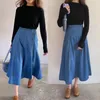 Skirts Plus Size For Women 4xl 5xl 6xl Spring Casual High Waist Pleated Denim Teen Girls Swing Jeans Skirt Midi