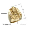 Anéis de banda Moda MAIS MASCO DO GOLD DO GOLD MENS Mens Aço inoxidável Egípcio Faraó King Ring Cube 593 Q2 Jóias de entrega de gota DHEM9