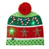 Christmas Decorations Big Deal Adult Kids LED Light Knitted Hat Knit Cap Party Colorful Warm Gingerbread Man