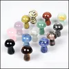 Arts And Crafts Crystal 2Cm Mini Mushroom Statue Natural Stone Quartz Aquarium Witchcraft Spiritual Kawaii Room Decor Home Decoratio Dhmwg